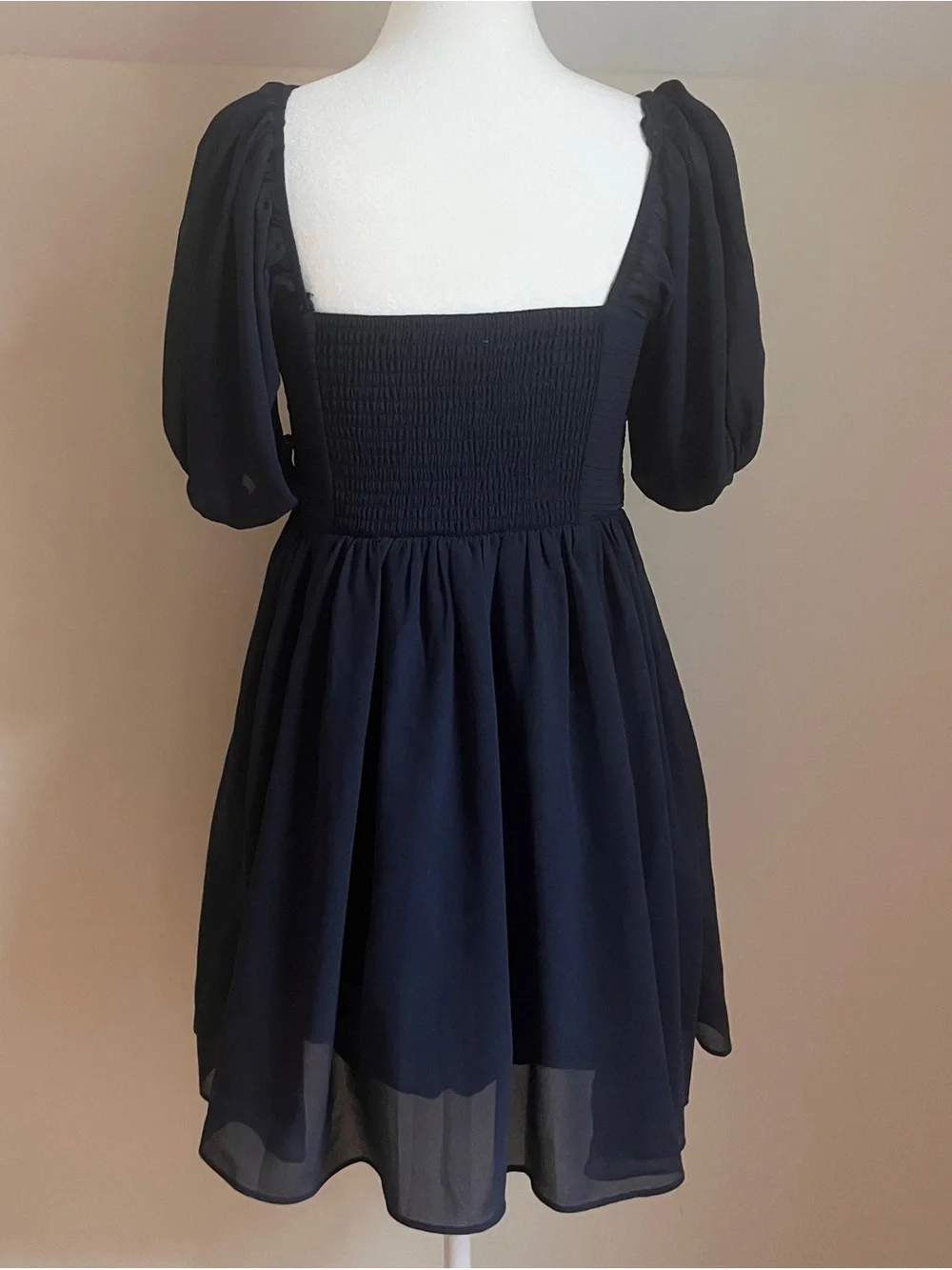 Mi Ami Francesca Navy Chiffon Mini Puff Sleeve Sweetheart Party Cocktail Dress